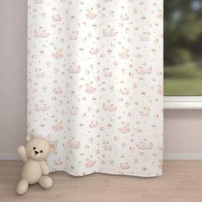 Biante Bavlněný závěs Sandra SA-610 Labutě mezi lekníny na bílém 150x210 cm – Hledejceny.cz
