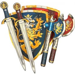Liontouch Rytířský set pro dva, modrý + červený - Meč, štít, sekera