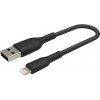 Adaptér a redukce k mobilu Belkin kabel oplétaný USB-A - Lightning 15cm, čern CAA002bt0MBK