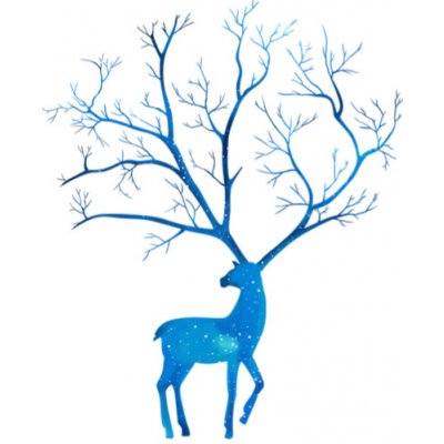 Svatba-eshop Svatební strom č.13 modrý jelen A3 - svatební stromy – Zboží Dáma