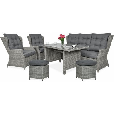 Focus Garden Technorattan nábytek TRIVENTO 3 DINING + PUFY Stone Grey – Zboží Mobilmania