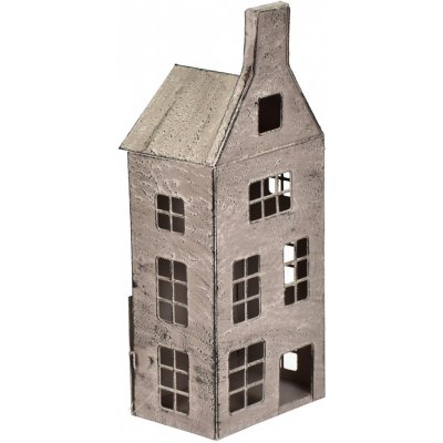 Lepaso Kovový svícen domek šedý 33x13x9 cm – Zboží Mobilmania