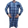 Pánské pyžamo Xcena pánská noční košile dl.rukáv káro modrá