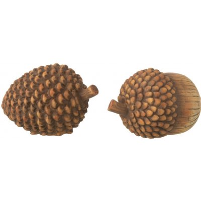 Set 2ks hnědá antik keramická dekorace šiška a žalud 15*10*9 cm J-Line by Jolipa – Hledejceny.cz