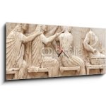 Obraz s hodinami 1D panorama - 120 x 50 cm - Ancient Greek Temple Frieze detail, Delhpi, Greece Starověký řecký chrám Detail fríze, Delhpi, Řecko – Hledejceny.cz