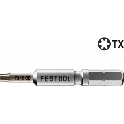 Šroubovací BIT pro aku šroubováky Festool s rozhraním FastFix (Festool Bit TX 15-50 CENTRO/2) - Torx TX 15, 50mm, 2ks, kód: 205079 – Zbozi.Blesk.cz