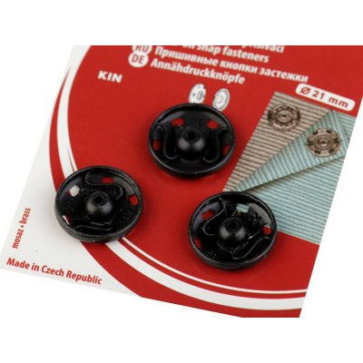 Kovové patentky / stiskací knoflíky Varianta: 11/21 mm 8 černá, Balení: 1 karta – Zboží Dáma