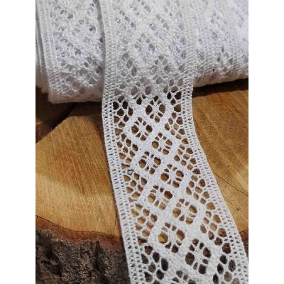 Krajka paličkovaná šíře 45 mm barva bílá – Zboží Mobilmania