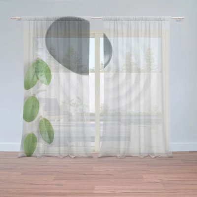 Sablio Záclony Listy a kámen: 2ks 150x250cm – Zboží Mobilmania