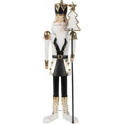 Clayre & Eef Černo-bílá kovová dekorace socha Louskáček se stromkem - 12*10*36 cm – Hledejceny.cz