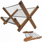 Odkapávač na nádobí skládací kovový drát / bambus – Sleviste.cz