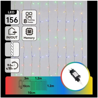 Aigostar B.V. LED Venkovní vánoční řetěz 156xLED/8 funkcí 4,2x1,2m IP44 multicolor B10303ABHF – Hledejceny.cz