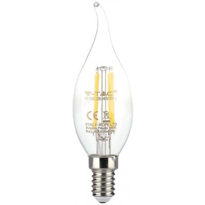 V-TAC LEDcandle žárovka 4W FILAMENT 3000K E14 – Hledejceny.cz