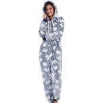 Hřejivý extra huňatý funkční overal dámský s ledními medvědy 1Z1696 modrý – Zboží Dáma