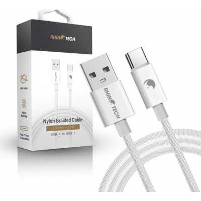 RhinoTech kabel s nylonovým opletem USB-A na USB-C 27W 2M bílá (5ks set) – Zbozi.Blesk.cz