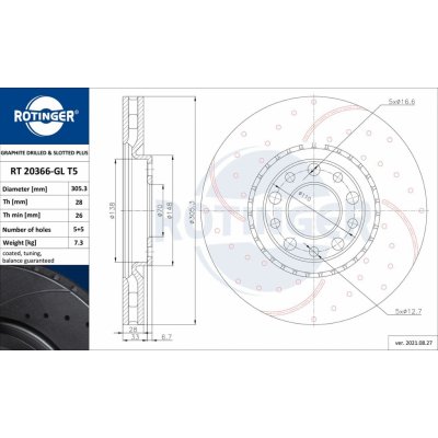 Brzdový kotouč ROTINGER RT 20366-GL T5 – Zbozi.Blesk.cz