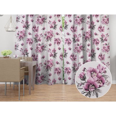 Biante Bavlněný závěs Sandra SA-623 Lila orchideje na bílém 150x170 cm – Zbozi.Blesk.cz