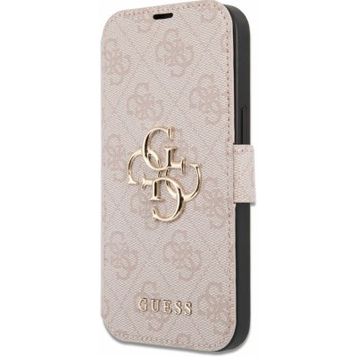 Pouzdro Guess PU 4G Metal Logo Book iPhone 15 Pro Max růžové – Zboží Mobilmania