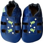 Hopi Hop kožené capáčky Barefoot Rybičky modré – Sleviste.cz