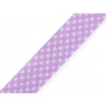 Prima-obchod Šikmý proužek bavlněný puntík, káro, hvězdy, jemný proužek šíře 20 mm zažehlený, barva 390900/6 fialová sv. káro – Zboží Dáma