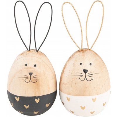 Černo-hnědá dřevěná dekorativní figurka vejce králík Ø 6*14 cm – Hledejceny.cz