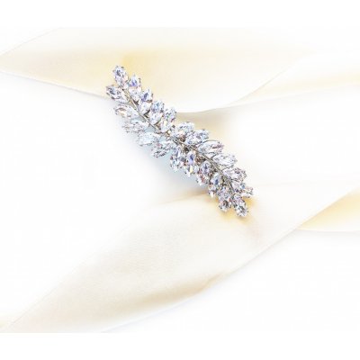 Svatební spona stříbrná s lesklými cirkony a lístečky – Hledejceny.cz