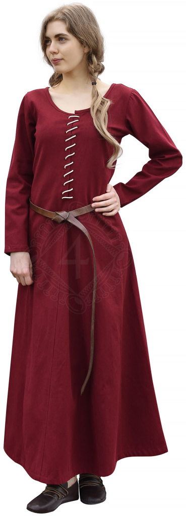 Outfit4Events Středověké Cotehardie Ava vínové