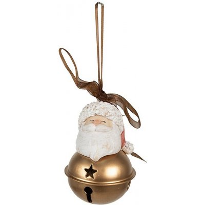 Clayre & Eef Vánoční ozdoba rolnička s hlavou Santy Ø 5*8 cm – Hledejceny.cz