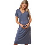 Dámská noční košile na kojení těhotenská noční košilka z pružného materiálu s puntíky 1D1665 šedá – Zboží Dáma