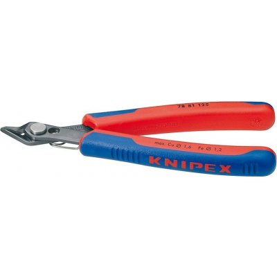 KNIPEX - Štípací kleště boční - Electronic Super Knips - 125mm, pro elektroniku, s velmi malou fasetou, brunýrovaná ocel, dvousložkové rukojeti (7881125) – Zbozi.Blesk.cz