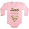 Kojenecké body Body s potiskem Daddy is my Superhero Světlá růžová Canvas Dětské body Bezvatriko.cz