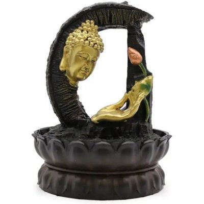 AWM Pokojová vodní fontána Zlatý Buddha a lotos 30 cm – Zboží Mobilmania