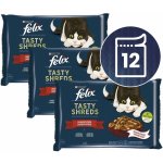 Felix Tasty Shreds s hovězím kuřetem kachnou krůtou ve šťávě 12 x 80 g – Sleviste.cz