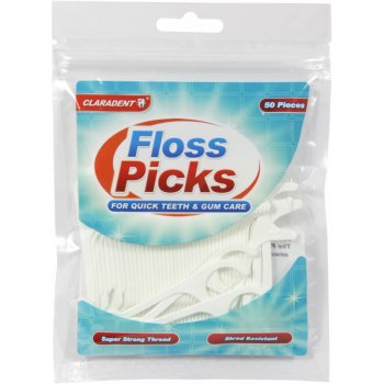 Claradent Floss Picks dentální voskovaná nit 50 ks