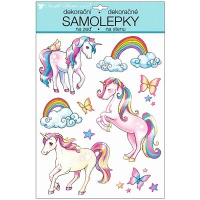 Anděl Samolepky na zeď Jednorožci a motýli s glitry 35 x 27 cm – Hledejceny.cz