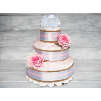 PASTELL Decor Plenkový dort pro holčičku bílý Bez hračky 2 Miminko váží 3 až 6 kg – Zboží Dáma