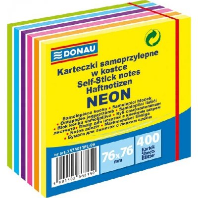 Samolepicí blok poznámek DONAU 76 × 76 mm, 400 listů, smíšené neonové barvy, 11 vrstev, 7574011PL-99 – Hledejceny.cz