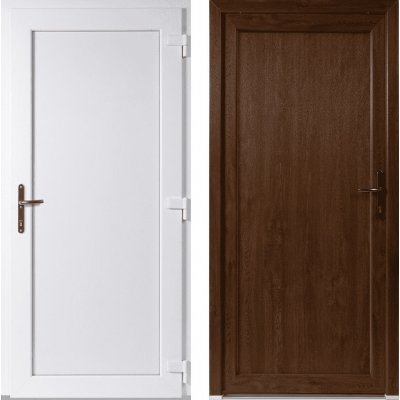 OknaDvereNaMiru.cz Vchodové plastové dveře Emily plné zlatý dub / bílá pravé otevírání dovnitř 80 x 198 cm – Sleviste.cz