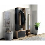 MILO J 100x189 dub černý Jarstol Předsíňová stěna se zrcadlem – Zboží Mobilmania