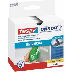 tesa® On & Off suché zipy Samolepicí pás pro univerzání použití Barva: bílá, Rozměr: 2,5 m : 20 mm, Doplňující informace: obě strany, role