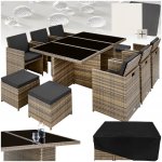 tectake 403642 zahradní ratanový nábytek new york 6+4+1 s ochranným obalem, varianta 2 přírodní – Zboží Mobilmania