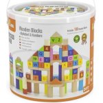 Viga Dřevěné kostky Písmenka a čísla 100 ks – Zboží Mobilmania