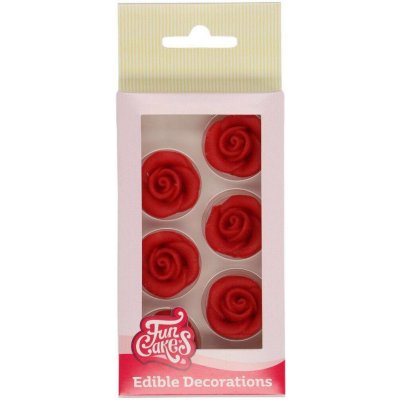 Marcipánové zdobení 6ks červené růže FunCakes – Zboží Dáma