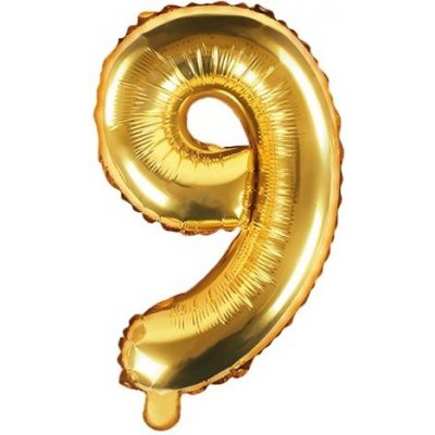 PartyDeco Balónek fóliový číslice 9 zlatá 35 cm – Zboží Dáma