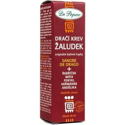 Dr. Popov Bylinné kapky Dračí krev ŽALUDEK Sangre de Drago 30 ml – Hledejceny.cz