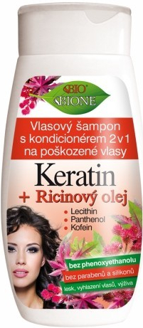 BC Bione Cosmetics Vlasový šampon s kondicionérem Keratin & Ricino 260 ml