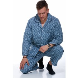 1P0611 pánské pyžamo dlouhé propínací flanel šedé
