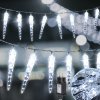 Vánoční osvětlení Jiubiaz LED rampouchy Frosty Rain Light Chain Garden Deco Slavnostní venkovní 40 LED diod studená bílá