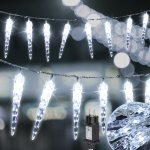 Jiubiaz LED rampouchy Frosty Rain Light Chain Garden Deco Slavnostní venkovní 40 LED diod studená bílá