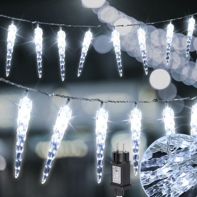 Jiubiaz LED rampouchy Frosty Rain Light Chain Garden Deco Slavnostní venkovní 40 LED diod studená bílá – Zboží Mobilmania